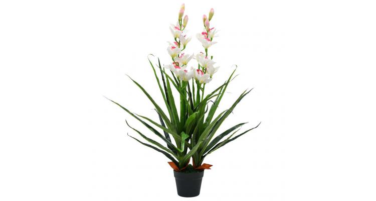Plantă artificială orhidee cymbidium cu ghiveci 100 cm verde Alti producatori